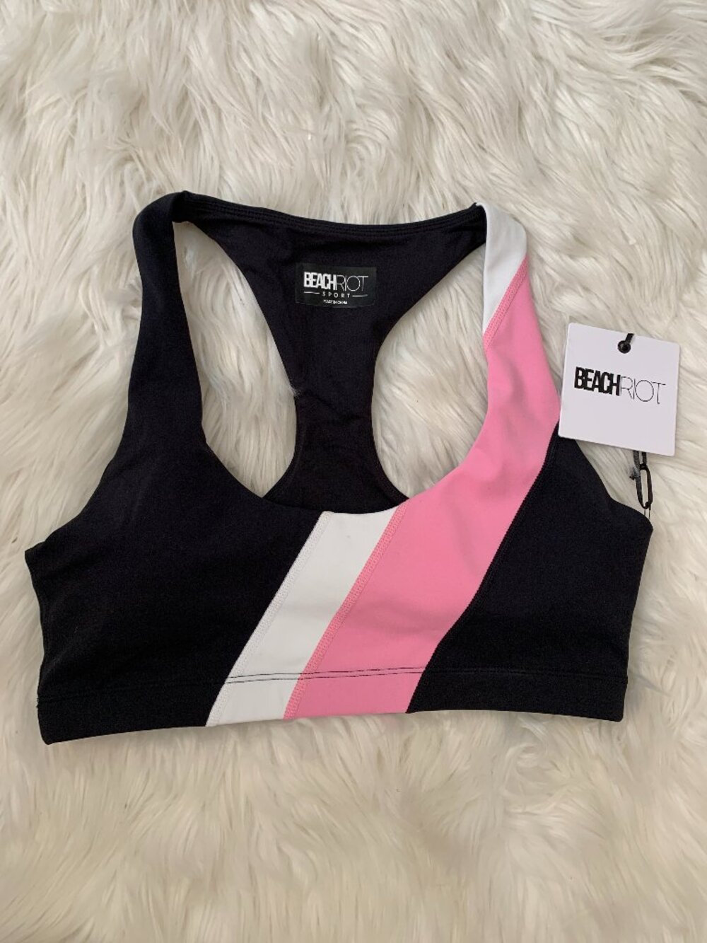 BEACH RIOT Ria Stripe Racerback Sports Bra Sz MEDIUM